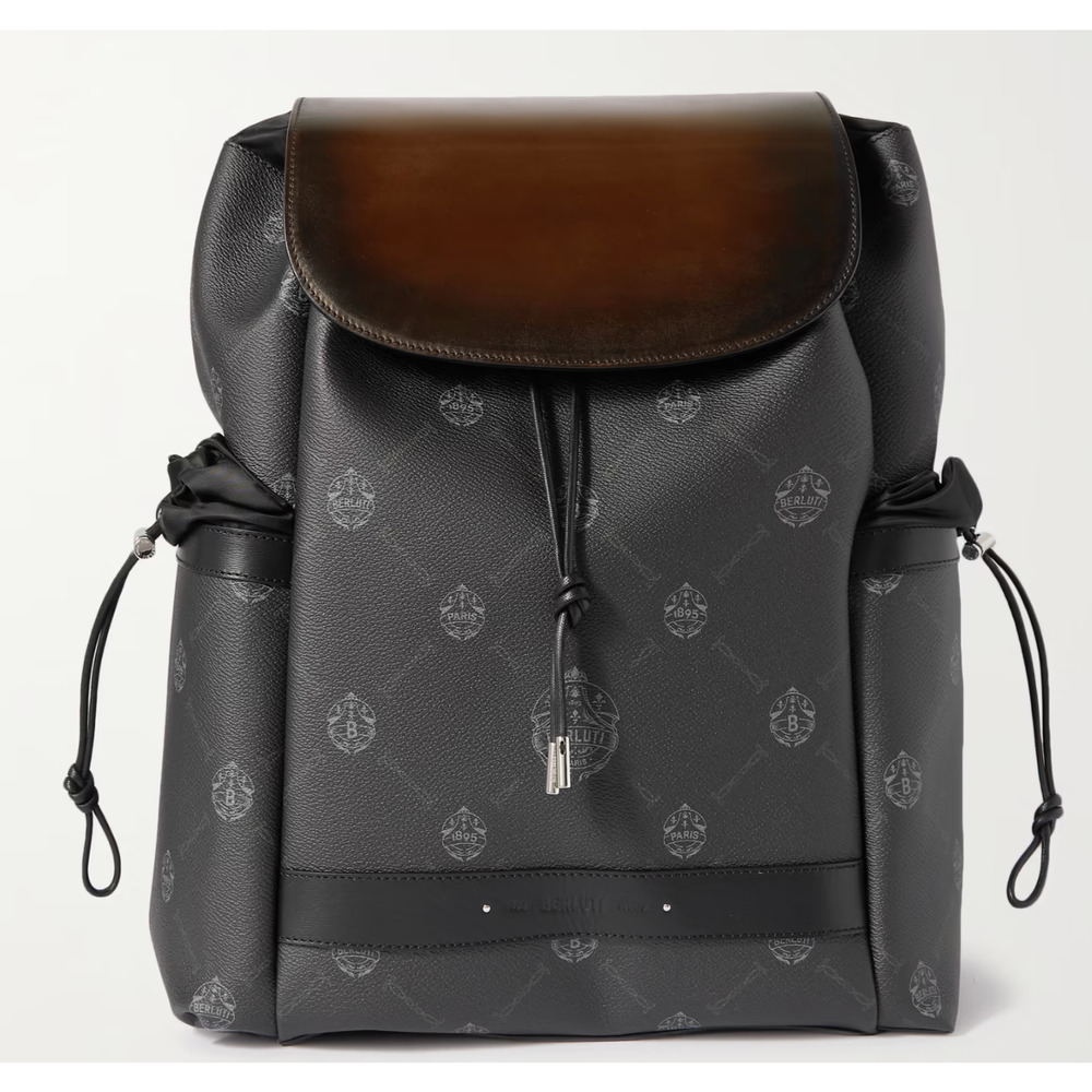 BERLUTI Signature Scritto Hiker Leather Backpack -Brown